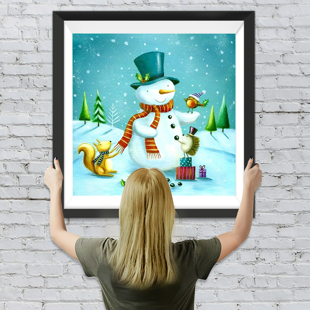 Schneemann mit Tieren Diamond Painting