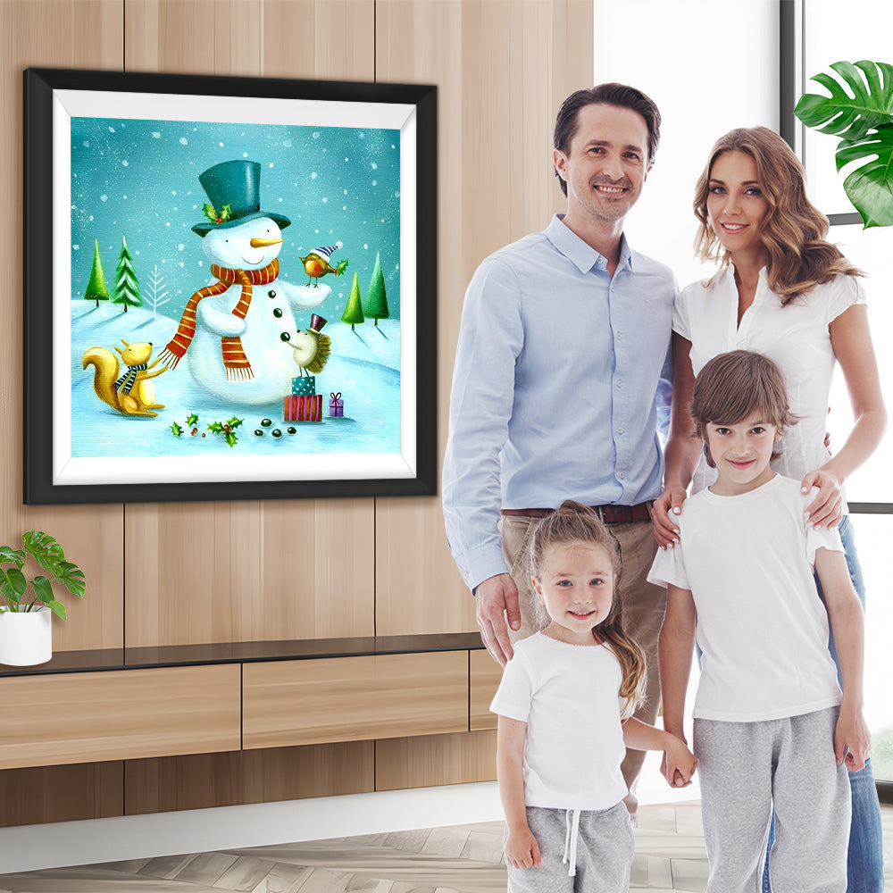 Schneemann mit Tieren Diamond Painting