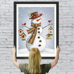 Schneemann mit Vogelnest Diamond Painting