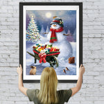 Schneemann mit Weihnachtsgeschenken Diamond Painting