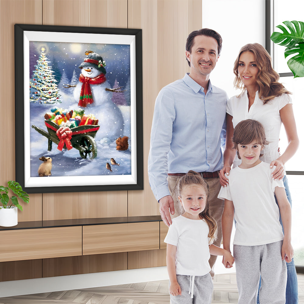 Schneemann mit Weihnachtsgeschenken Diamond Painting