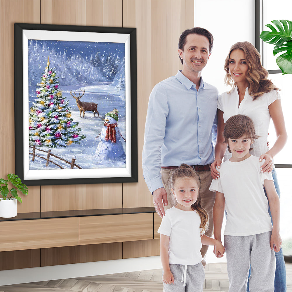 Schneemann Rentier Weihnachtsbaum Diamond Painting