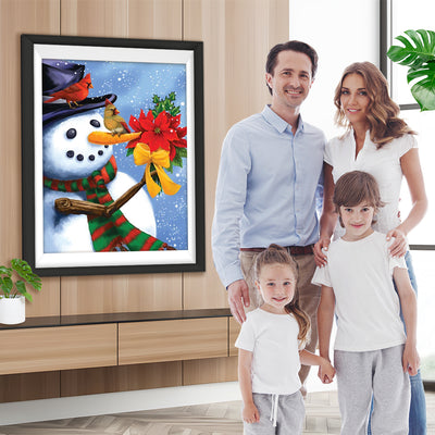 Schneemann und Blumenstrauß Diamond Painting
