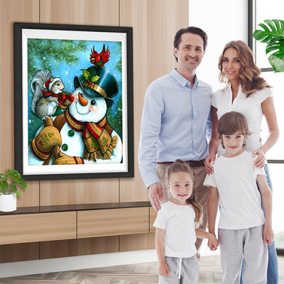 Schneemann und Eichhörnchen Diamond Painting