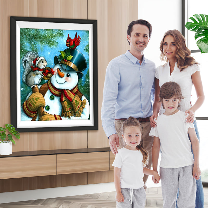 Schneemann und Eichhörnchen Diamond Painting