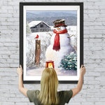 Schneemann und Haus in der Ferne Diamond Painting