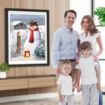 Schneemann und Haus in der Ferne Diamond Painting