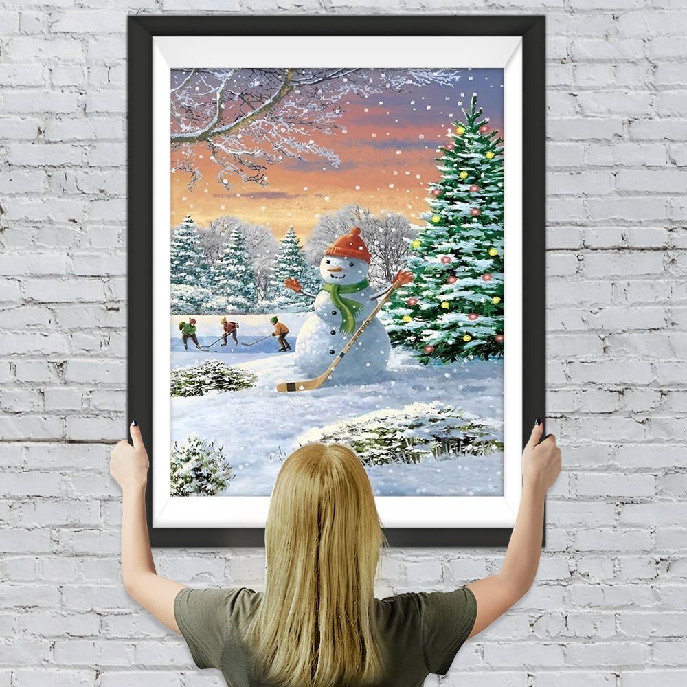 Schneemann und Kinder Diamond Painting