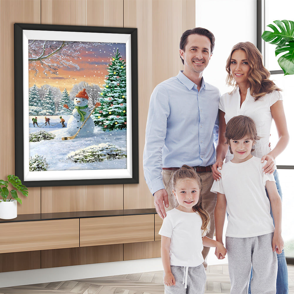 Schneemann und Kinder Diamond Painting