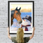 Schneemann und Pferd Diamond Painting