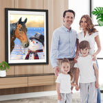 Schneemann und Pferd Diamond Painting