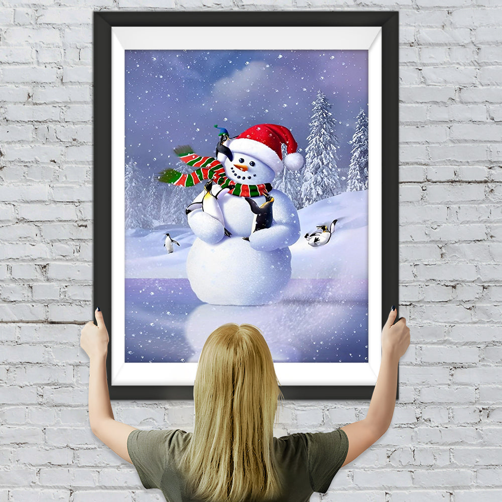 Schneemann und Pinguine Diamond Painting