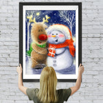 Schneemann und Ren Diamond Painting