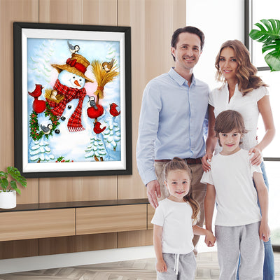 Schneemann und verschiedene Vögel Diamond Painting