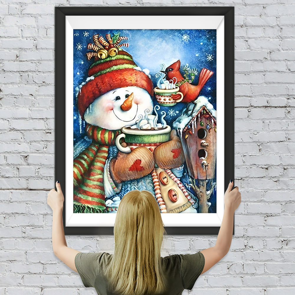 Schneemann Vogel Weihnachten Diamond Painting