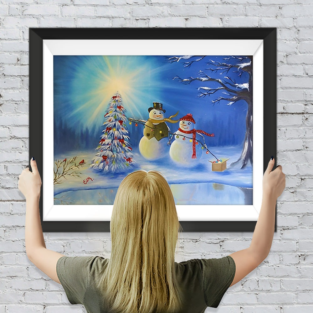 Schneemann Weihnachtsbaum Diamond Painting