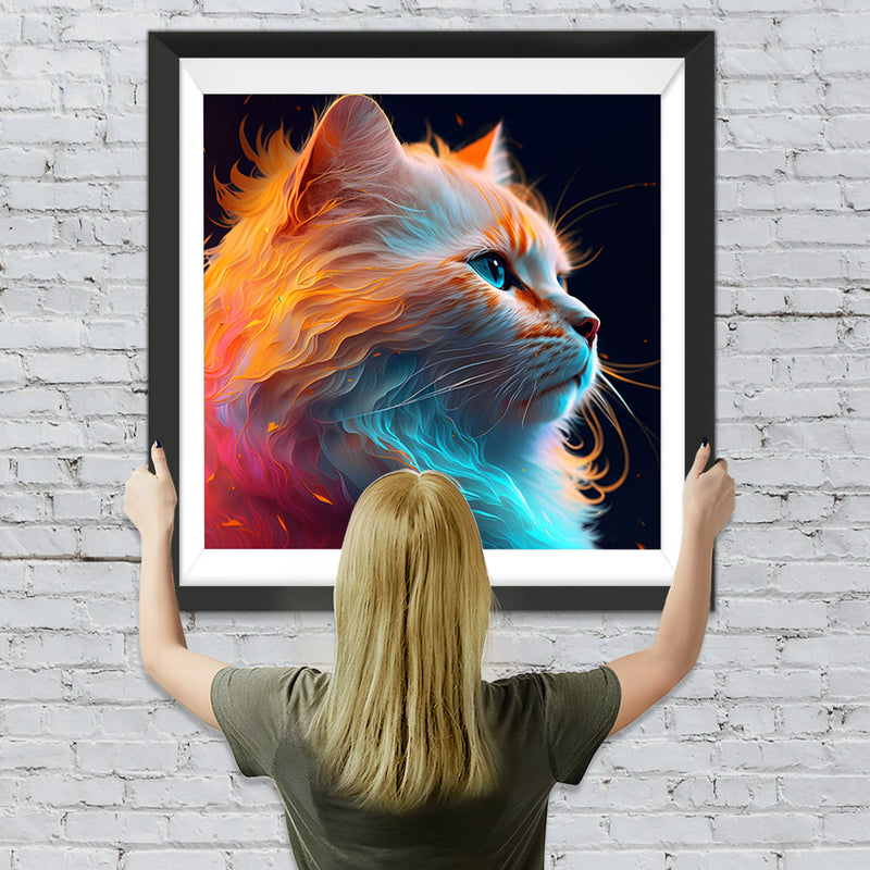 Schöne Eis und Feuer Katze Diamond Painting