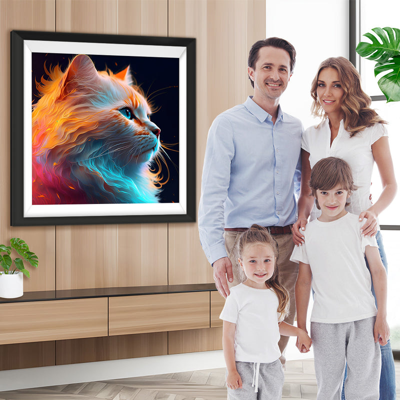 Schöne Eis und Feuer Katze Diamond Painting