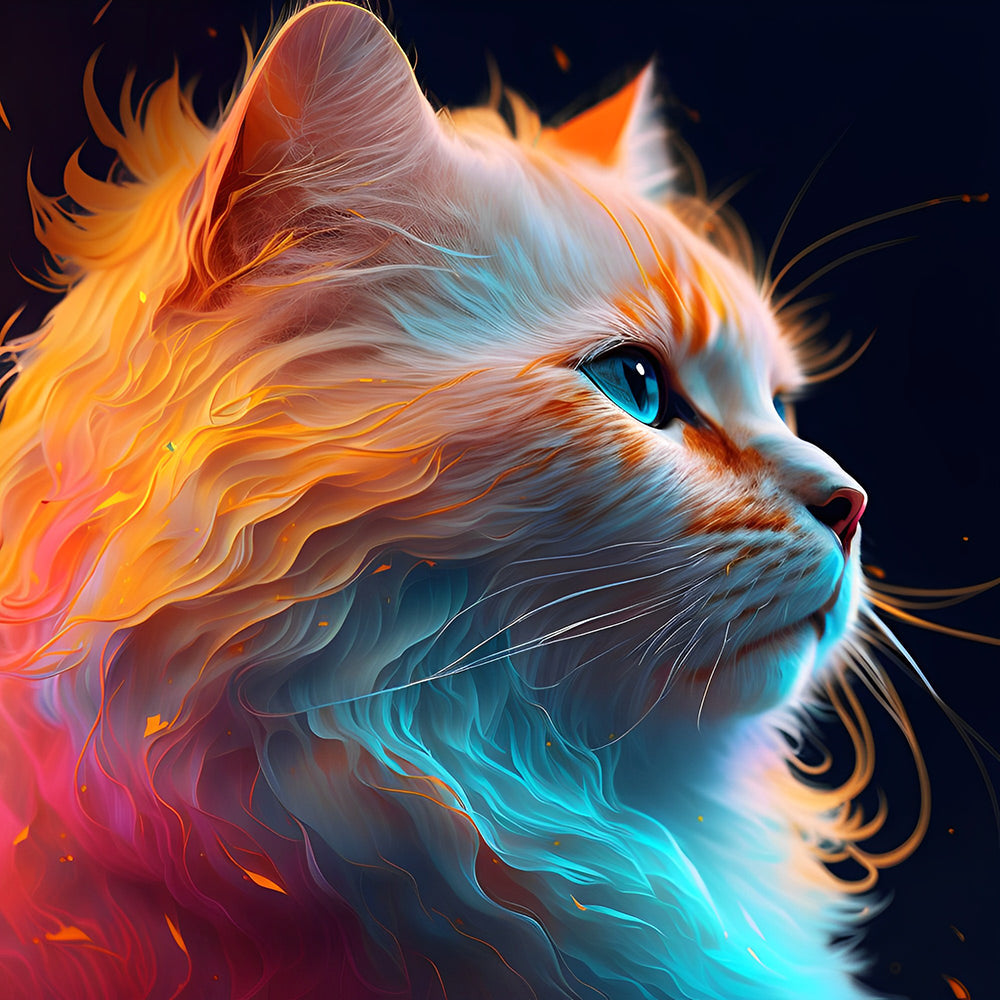 Schöne Eis und Feuer Katze Diamond Painting