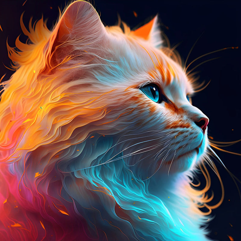 Schöne Eis und Feuer Katze Diamond Painting