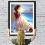 Schöne Frau am Meer Diamond Painting