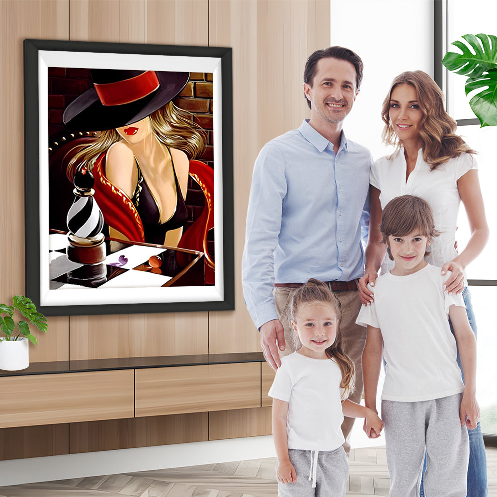 Schöne Frau im Hut Diamond Painting