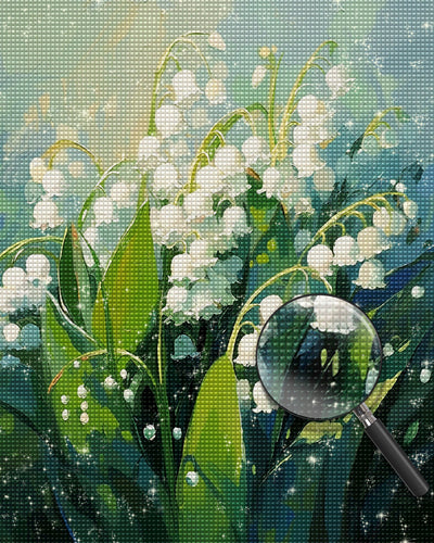 Schöne Glockenblumen im Tal Diamond Painting