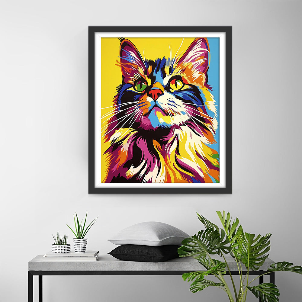 Schöne Maine Coon Katze Diamond Painting