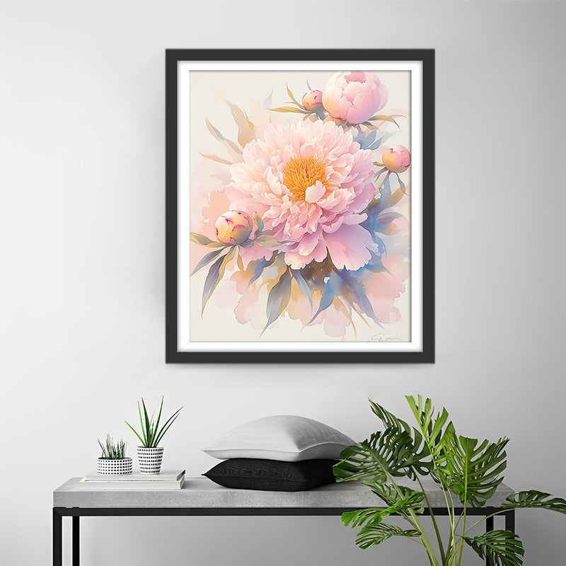 Schöne rosa Pfingstrosen Diamond Painting
