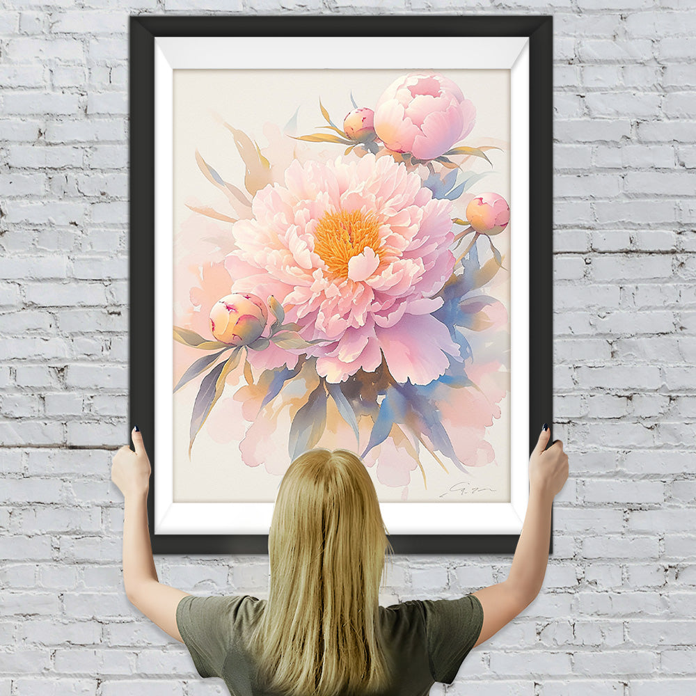 Schöne rosa Pfingstrosen Diamond Painting