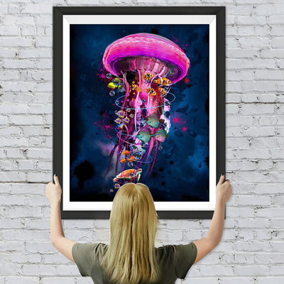 Schöne rosa Qualle Diamond Painting