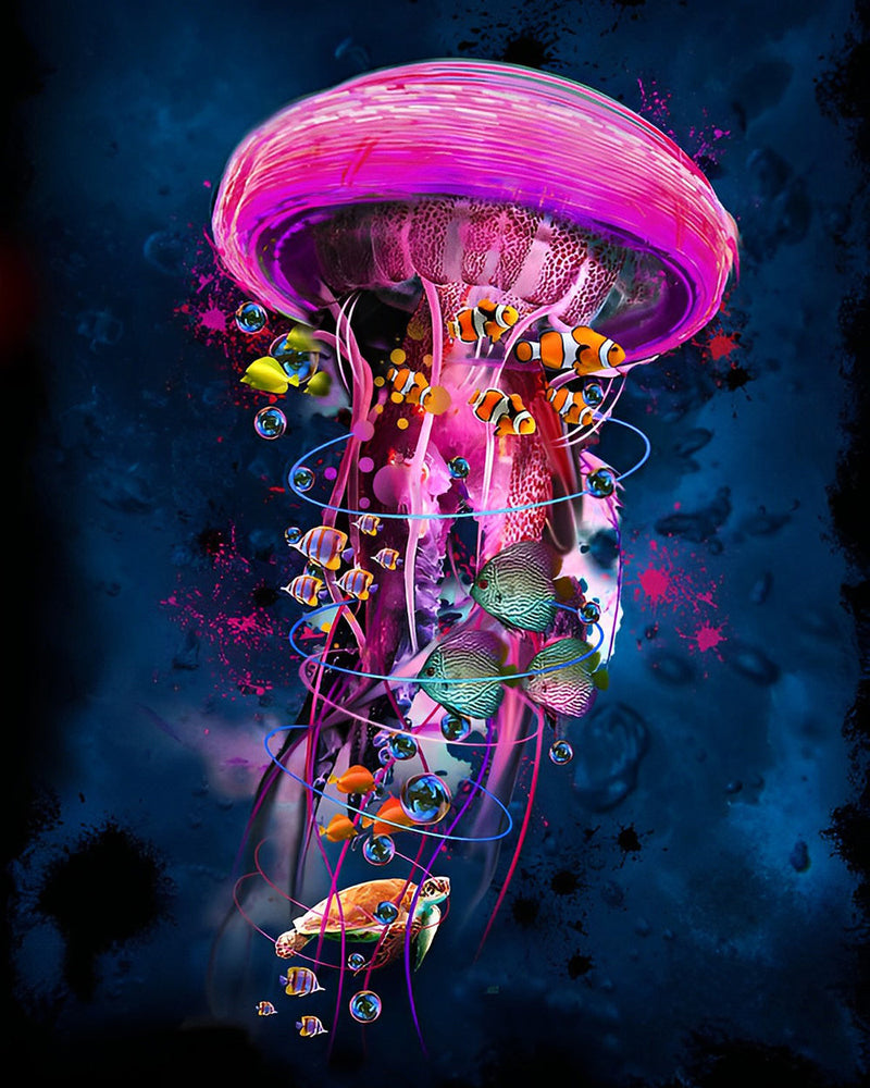 Schöne rosa Qualle Diamond Painting