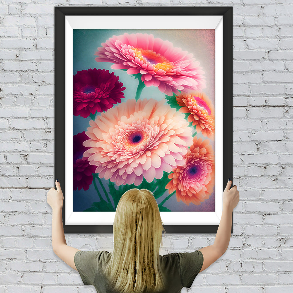 Schöne rosa und rote Chrysanthemen Diamond Painting