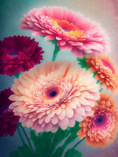 Schöne rosa und rote Chrysanthemen Diamond Painting