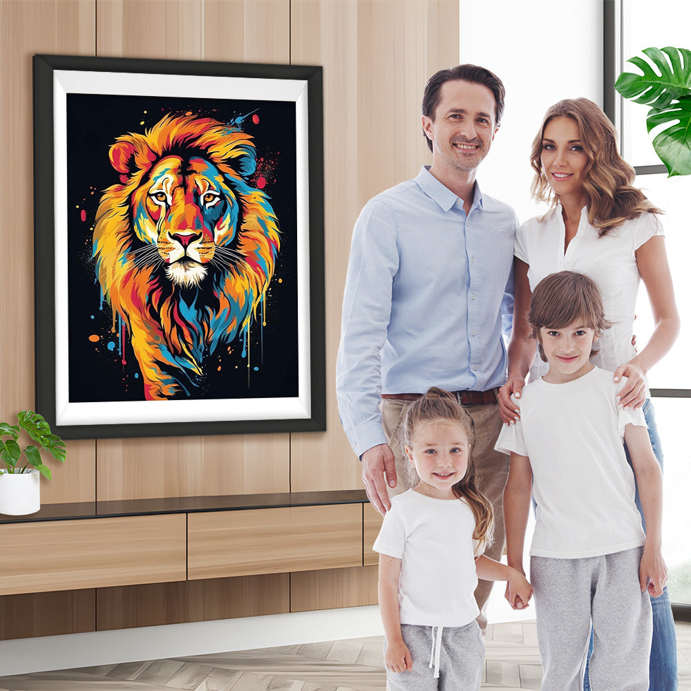 Schöner Aquarell-Löwe Diamond Painting