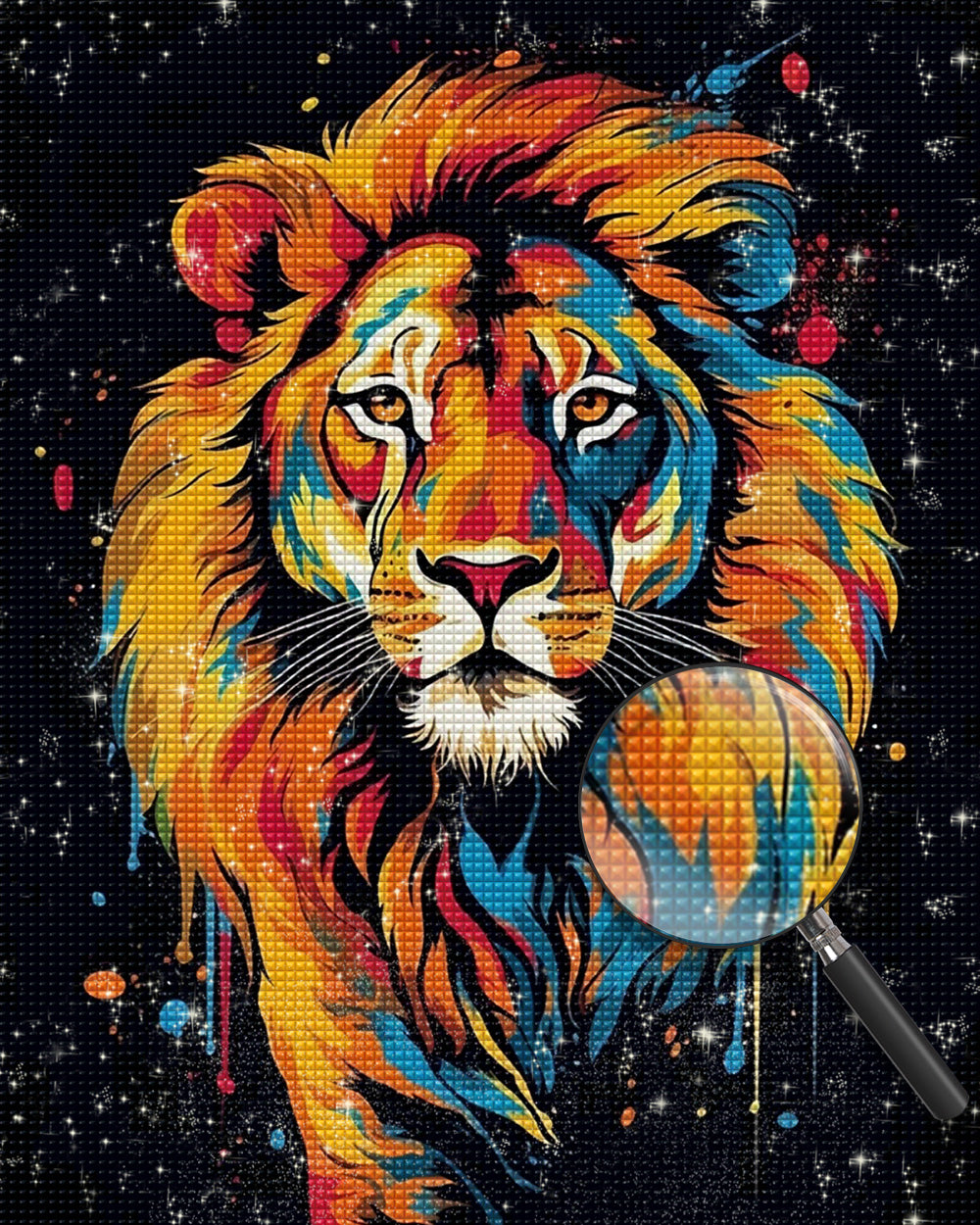 Schöner Aquarell-Löwe Diamond Painting