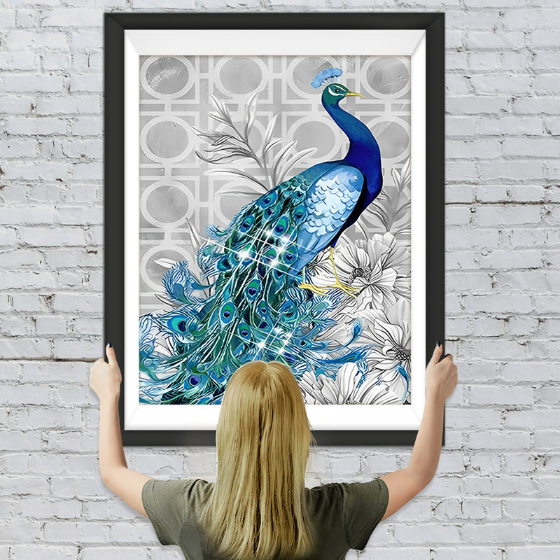 Schöner blauer Pfau Diamond Painting