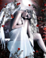 Schöner Engel und rote Rosen Diamond Painting