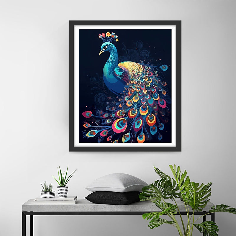 Schöner Pfau im Dunkeln Diamond Painting