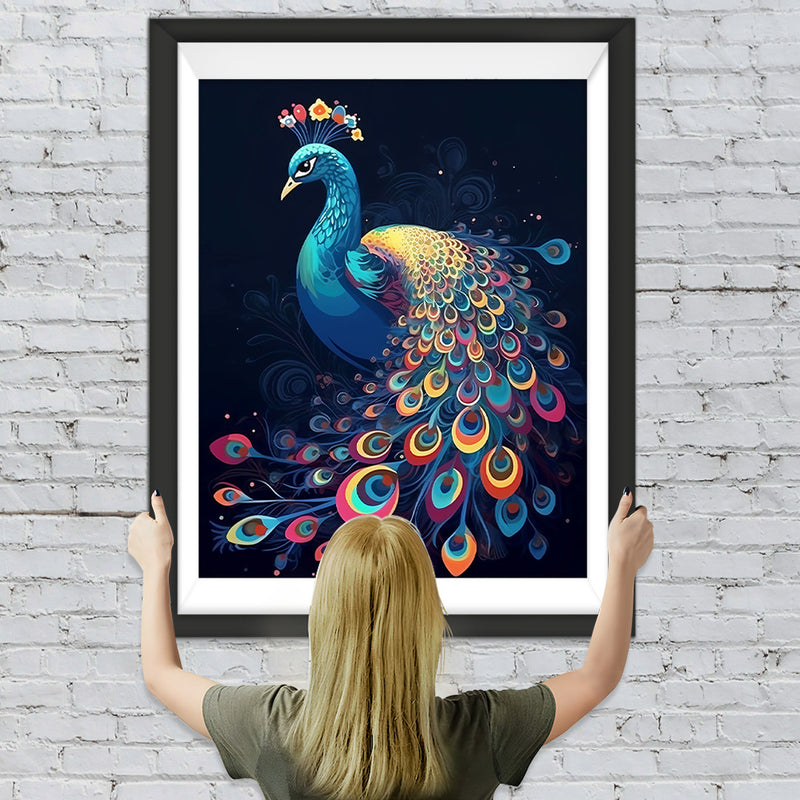 Schöner Pfau im Dunkeln Diamond Painting
