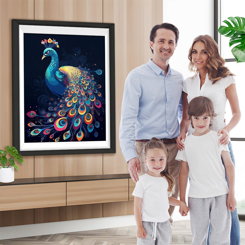 Schöner Pfau im Dunkeln Diamond Painting