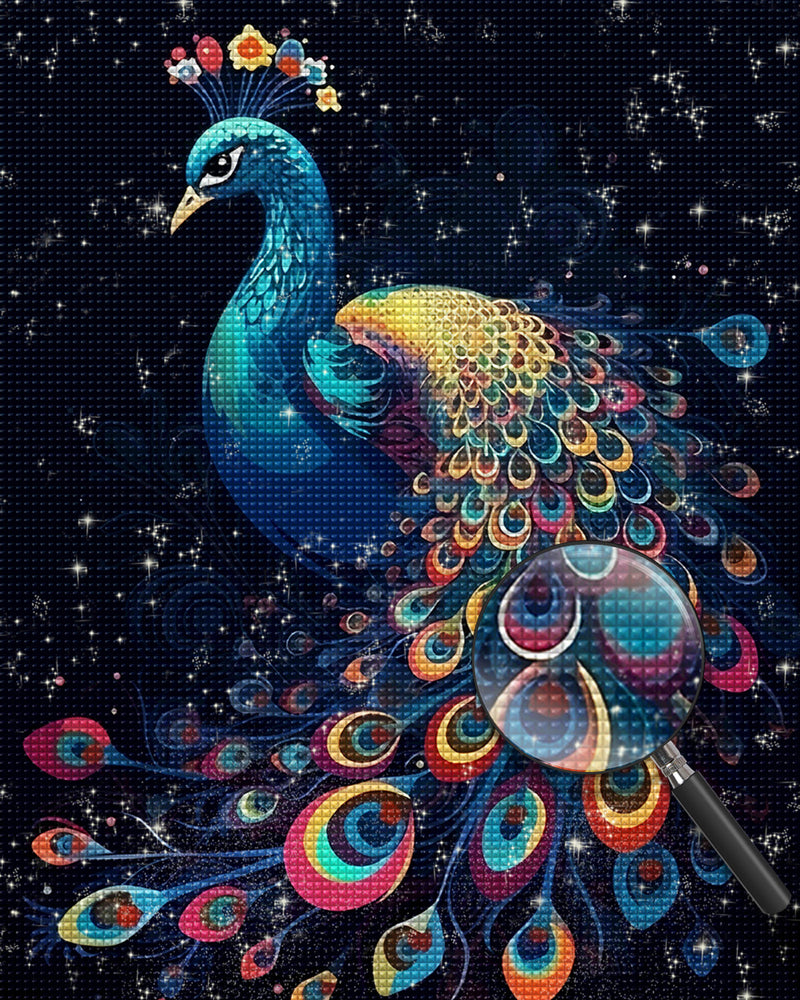 Schöner Pfau im Dunkeln Diamond Painting
