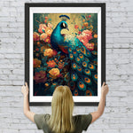 Schöner Pfau und Pfingstrose Blumen Diamond Painting