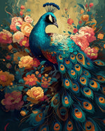 Schöner Pfau und Pfingstrose Blumen Diamond Painting