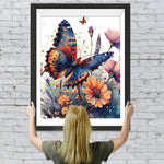 Schöner Schmetterling in Blumen Diamond Painting