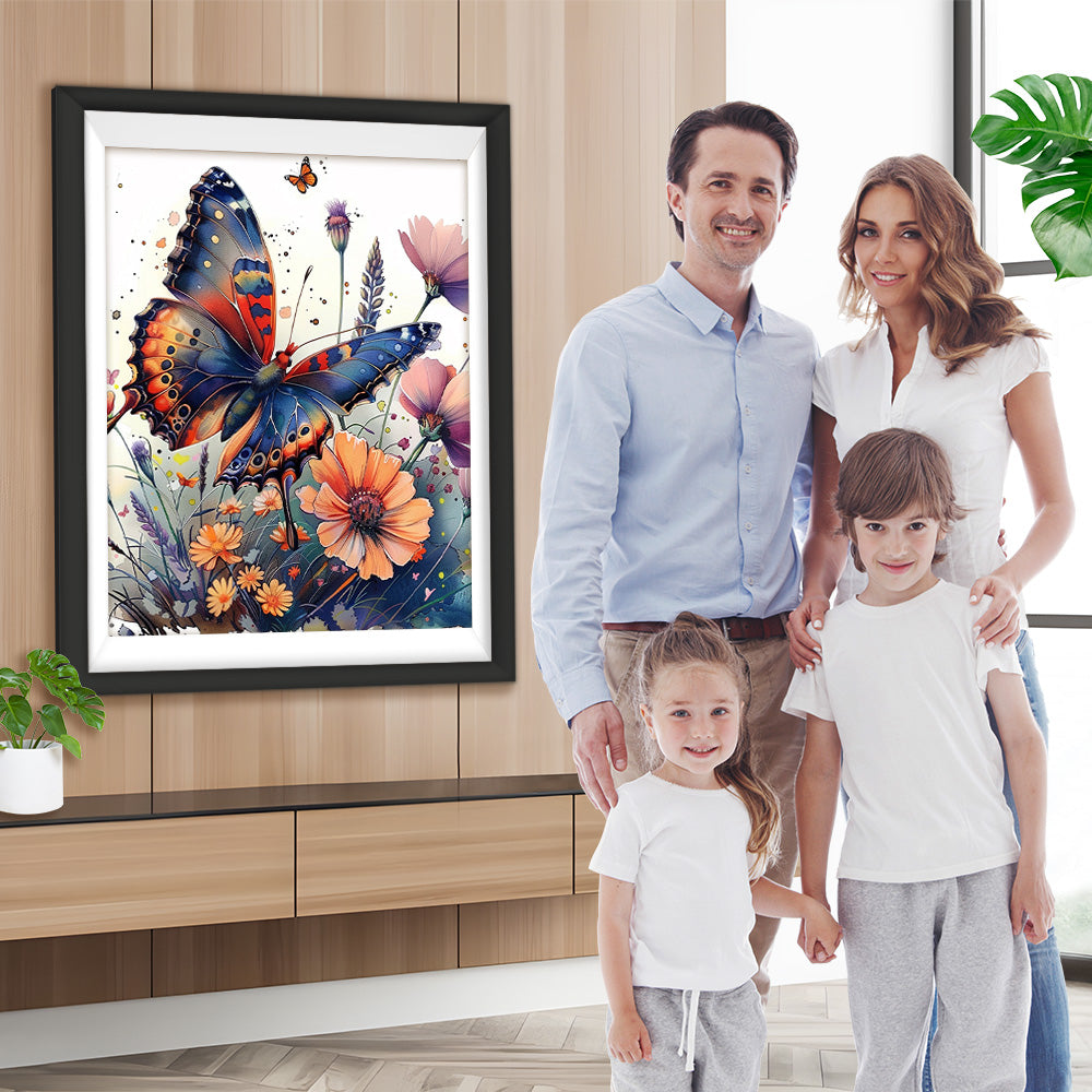 Schöner Schmetterling in Blumen Diamond Painting