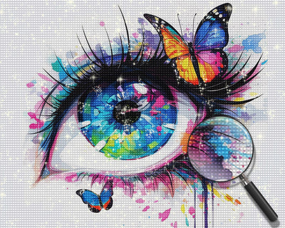 Schönes Auge und Schmetterling Diamond Painting