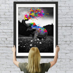 Schwarz-weißer Elefant mit Wasserfarben Diamond Painting