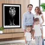 Schwarz-weißer Löwe Diamond Painting