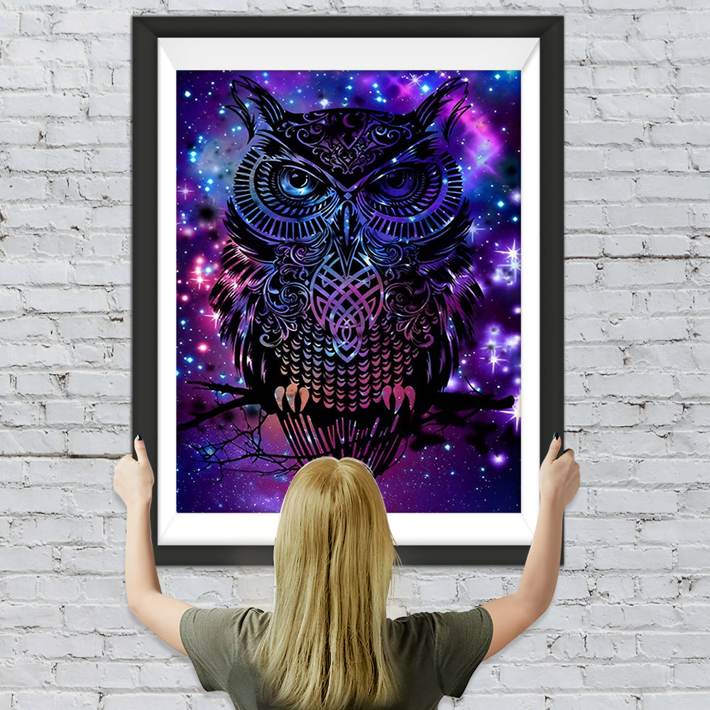 Schwarze Eule und Sternenlicht Diamond Painting